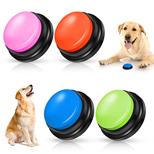 REAQUE Conjunto de treino ajustável com botões falantes para cães, botões de comunicação para animais de estimação, equipamento de treino canino, Buzzer, embalagem de 4