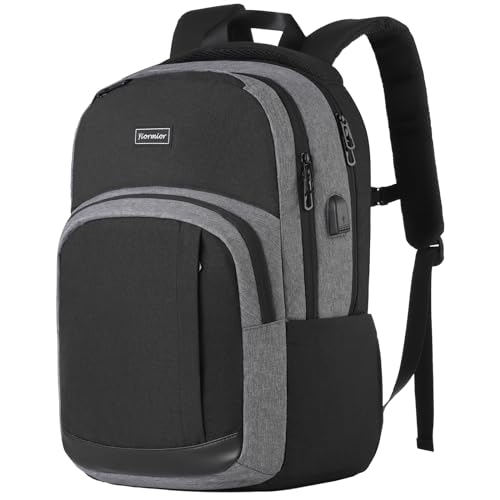 Mochila homem mulher, mochila escolar adolescente juvenis mochilas escolares mochila universidade, Cinzento preto, 15,6 polegadas, Portátil