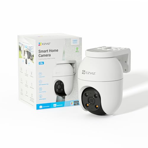 EZVIZ Câmara de vigilância WiFi exterior de 360°, 1080P câmara IP de segurança, visão noturna colorida, deteção IA de pessoas, acompanhamento de zoom automático, áudio bi-direcional, sereia,