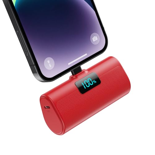 Mini carregador portátil para iPhone, 5200 mAh ultra leve 20 W PD carregamento rápido bateria externa compacto Power Bank com ecrã LCD Powerbank compatível com iPhone 14/14 Pro/12/11/XR/X/8/7/7 10-11