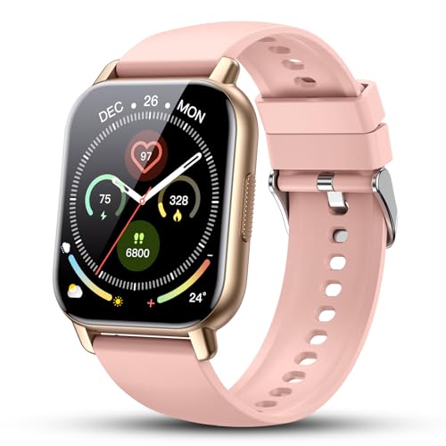 Relógio inteligente homem mulher, 1,85" Smartwatch com chamadas Bluetooth, 110 modos desportivos pulseira com ecrã tátil HD, podómetro, monitor de sono, impermeável IP68 para Android iOS rosa coral