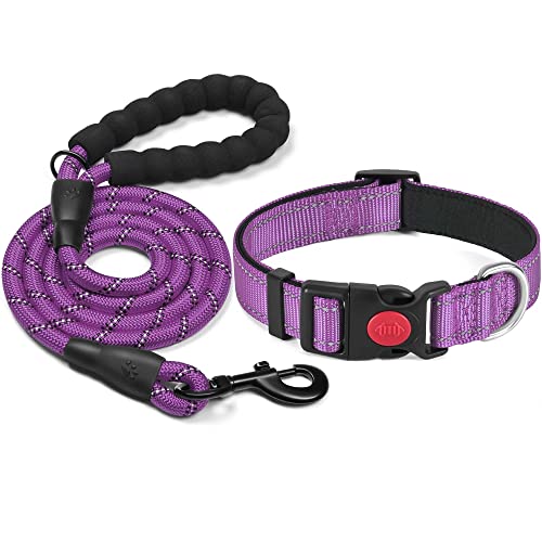 haapaw Coleira de cão refletor acolchoada com neoprene suave coleiras de cão de nylon ajustáveis respiráveis para cães pequenos médios grandes