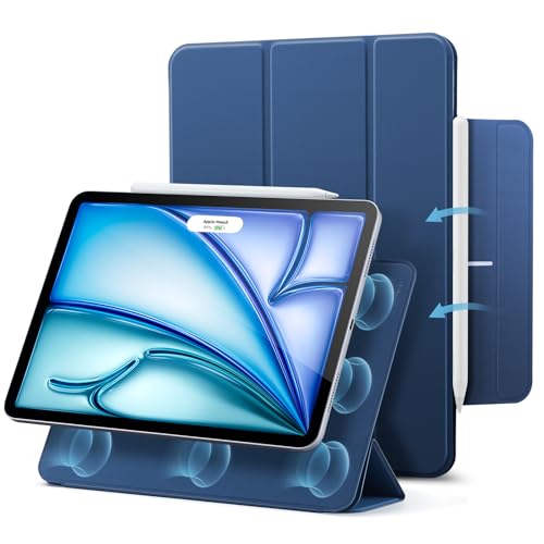 ESR Capa para iPad Air 11" M3/M2 2025, iPad Air 7a/6a/5a/4a Gen (2024/2022/2020, 10,9"), capa com bloqueio magnético, capa fina tríptica, compatível Pencil Pro/Pencil USB-C, ligar automático, azul