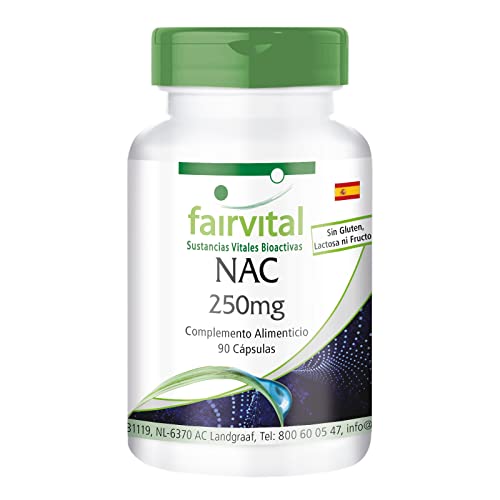 NAC 250 mg - N-Acetil-Cisteína - Aminoácido, 90 cápsulas, qualidade alemã