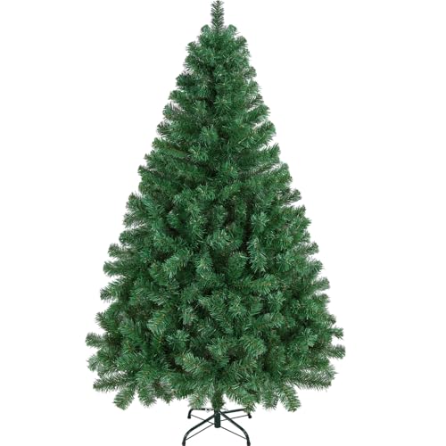 Yaheetech Árvore de Natal 183 cm artificial árvore de Natal 598 ramos PVC com suporte de metal dobrável decoração natalícia verde