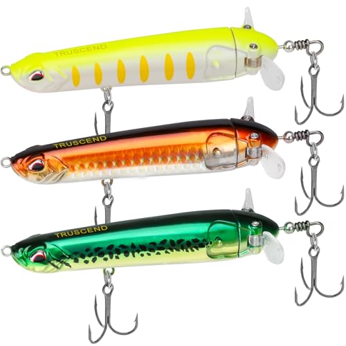 TRUSCEND iscas de pesca para truta flutuante cola giratória Topwater Swimbaits Bass iscas de água doce de água salgada Bass kit de iscas de pesca Lifelike presentes de pesca para homens