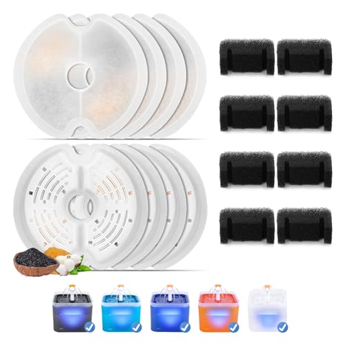 8 Peças filtros de fonte de água para gatos para 2 L & 2,5 L fonte para gatos, filtros de substituição permanentes para fonte de água de gato, filtros de filtro tripla para fontes para animais de