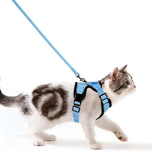 Wdmiya Arnês para gato anti-escape ajustável com alça de 150 cm, colete macio e confortável refletor, respirável para caminhar, treino, adulto grande médio e pequeno