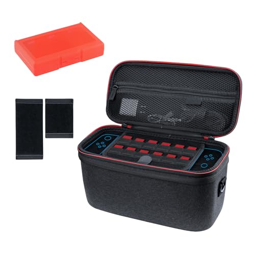 Mcbazel Funda de Transporte para Switch 2, Funda de Almacenamiento Protectora de Dos Capas para 24 Cartas de Juego y Carcasa Dura Impermeable para NS Switch 2 Gamepad Accesorios - Gris Oscuro