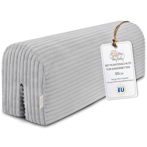 Totsy Baby Chichoneras berço para-choques berços bebé 90 cm - protetor anti-queda e golpe espuma de barreira segurança meninos e meninas para cama proteção de cerca e borda infantil Lincoln cinzento