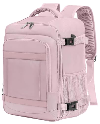 KLOSTAIN Mochila viagem cabine avião para Ryanair Easyjet mochila cabine bagagem de mão mala mochilas homem mochila de viagem escola trabalho, Rosa claro, 40 x 20 x 25 cm 20 L, Minimalista