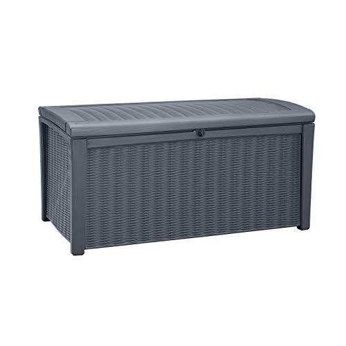 Keter Bornéu Arco exterior, baú de armazenamento, capacidade de 416 l, resina, cor grafite, ordenação de jardim e terraço, 70 x 130 x 63 cm