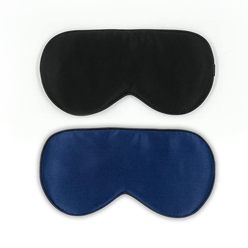 townssilk 2 Máscara para dormir 100 % seda com alça ajustável, confortável e super macia, inclui 1 preto e 1 azul-marinho