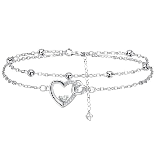 Micory Pulseiras mulher prata de lei 925 pulseira ajustável 17 4 cm, presentes originais de feliz aniversário para mulheres meninas