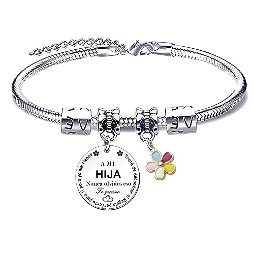 MNBVBV Presente pulseira de filha para mulher Minha menina ontem, minha amiga hoje, minha filha para sempre pulseiras com pingente gravado para presentes de aniversário presentes de Natal para a filha
