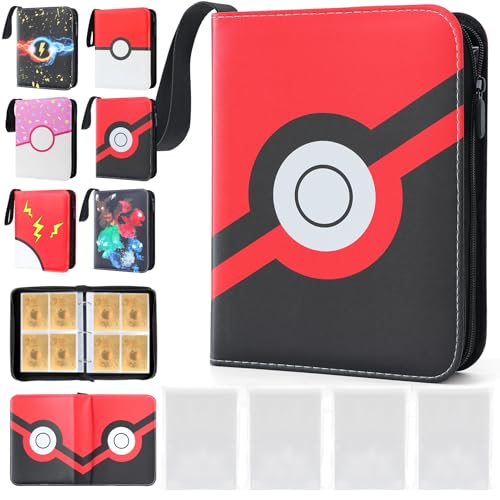DBPBToU Álbum Cartas para 400 cartas com 400 capas cartas, álbum para Poke X, V, Vmax, TAG TEAM, EX, GX, MTG, TCG, álbum impermeável de couro PU com fecho de correr (oblíqua)