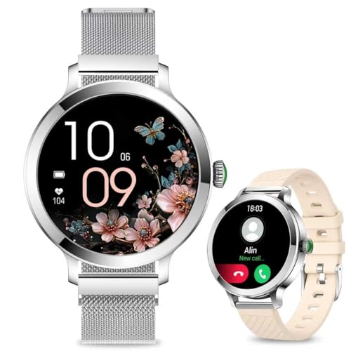 Efolen Relógio inteligente mulher, 1,1" AMOLED tátil relógio desportivo mulheres, pulso de pulso ciclo menstrual SpO2 Fitness Tracker monitor de sonho para iOS e Android IP68 impermeável Smartwatch