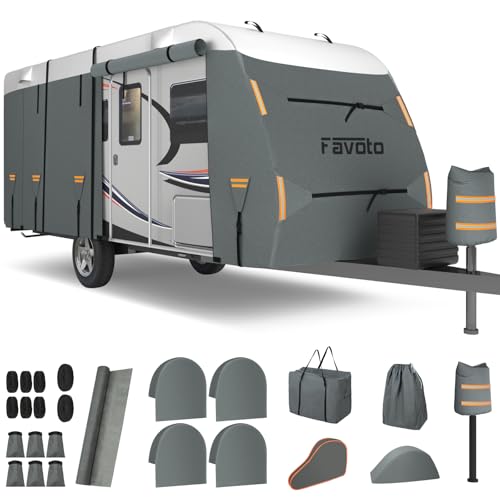 Favoto Capa caravana impermeável respirável - lona para caravana capa protetora 420D Oxford corta-vento respirável anti-pó proteção UV verão inverno 610 x 250 x 220 cm