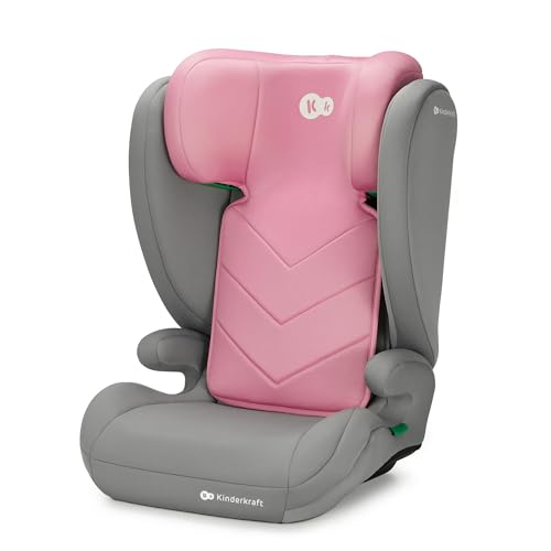 Kinderkraft I-SPARK Cadeira de carro, i-Size, para bebé, grupo 2/3 100-150 cm, de 3,5 a 12 anos, de 15 a 36 kg, leve (4,5 kg), cinto de segurança de 3 pontos, proteção lateral, rosa