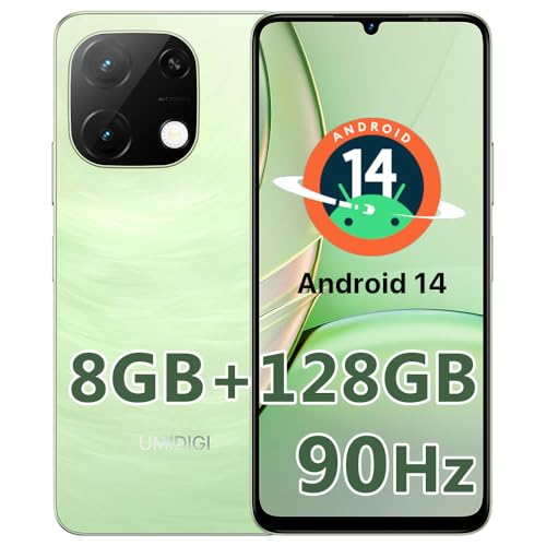 UMIDIGI G9T Smartphone Android 14 telemóveis ecrã HD 90Hz telemóvel livres, 8 GB Ram 128 GB 1TB, bateria 5000 mAh 13 MP 8 MP, Dual Sim, Face ID Fingerprint OTG GPS, 2,4 G 5G Wiii. Fi verde