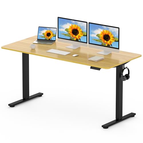 FLEXISPOT EN1 MAX, 160 x 80 cm, secretária elevável elétrica com placa inteira mesa de elevação, Standing Desk, mesa elevável secretária com 2 ganchos e 4 funções de memória