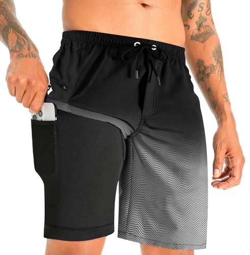 APTRO Calções de banho para homem curto roupa para homem secagem rápida natação surf com forro havaiano férias tamanhos grandes