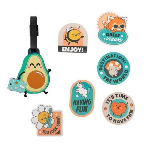 Mr. Wonderful - Conjunto de identificador de mala autocolantes - abacate - etiqueta de malas - inclui 7 autocolantes com mensagem
