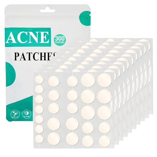 Zemolo 300 peças adesivos para grãos, Pimple Patch adesivos Acne Hidrocolóides cobertura absorvente invisível, uso diário e noturno em um, enriquecido com óleo de chá e ácido salicílico