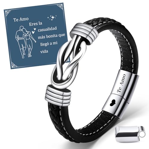 VU100 Presente para filho/homem pulseira de couro para homem te amo pulseira presente inspiração presente de aniversário para filho namorado esposo-com caixa de presente