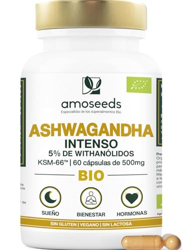 Ashwagandha BIO KSM-66™ | Alta potência, 1000 mg | 5% withanólidos | extrato de raiz de Ashwagandha orgânica, sonho, bem-estar, energia | primeira qualidade