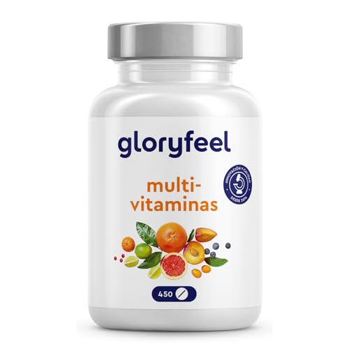 Multivitaminas e minerais, 450 comprimidos vegan, todas as vitaminas A, B, C, D3, E, cálcio, zinco, selénio, para homens e mulheres