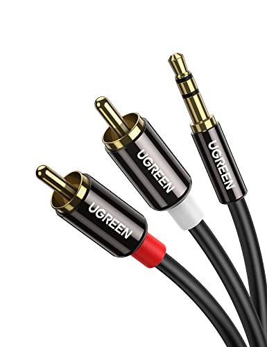 UGREEN Cabo Jack de 3,5 mm a 2 RCA com som HiFi de 2 RCA Minijack para macho áudio estéreo para telemóvel tablet PC iPod amplificador altifalante TV DVD (5 m)