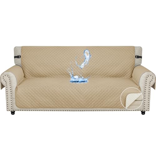 Ystyle Capa de cobertura para sofá de 3 lugares, impermeável capas para sofá, verão, protetor sofá para gatos riscos e cães de estimação, capas para sofá antiderrapante antimanchas, lavável, caqui