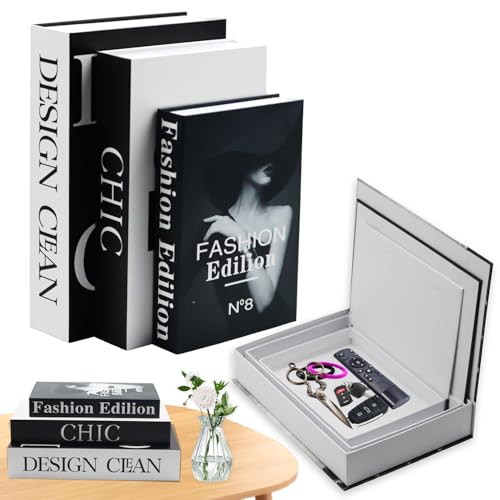 YUJUVI 3 peças livros decorativos moda livro caixa decoração empilhados falsos de interiores moderno ninho caixa livros decorativos falsos para decoração (3 peças D)