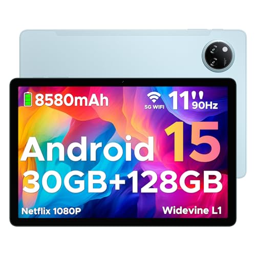 DOOGEE Tab A9 Pro Android 15 Tablet de 11 polegadas, 30 GB RAM 128 GB ROM/2TB, tablet grande Octa-Core bateria de 8580 mAh, tablet crianças com 13 MP+5 MP/WiFi 5/ Widevine L1/GPS/Face ID/OTG/Jack 3,5