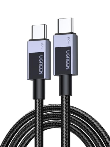 UGREEN Cabo USB C de carregamento rápido PD 3.0, Tipo C 20 V 5A com capa de alumínio trançado de nylon, compatível com MacBook Air, Dell, iPad, iPhone 16/15 Plus Pro Max, Galaxy S25 S24, Pixel 9/88