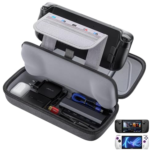 JSAUX Capa compatível com Steam Deck & ROG Ally, capa protetora de transporte com carregador embutido e estação de acoplamento, capa de viagem portátil para Steam Deck e acessórios - BG0106A