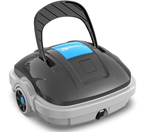 Robot Limpeza de fundos de piscina elétrica sem cabo para aspirador piscinas de até 80 m², robô limpa-fundos de piscina com motores de tração dupla, 100 m filtração dupla e estacionamento automático