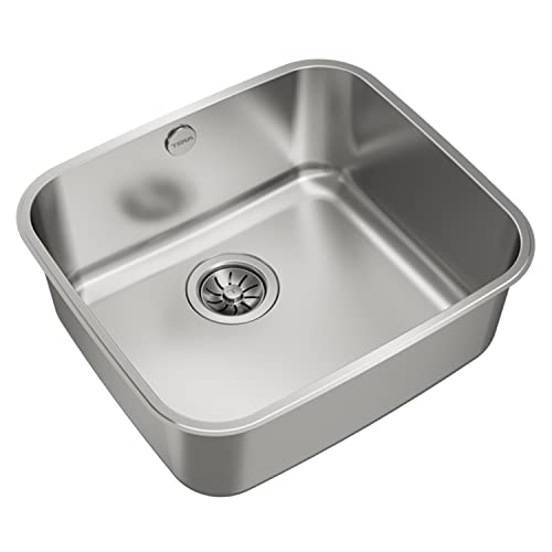 Teka BE 45.40.20 1C Lava-louça de baixo bancada, lava-loiças de 1 seio baixo, lava-louças 60 cm, profundidade de 20 cm, lava-louça de aço inoxidável