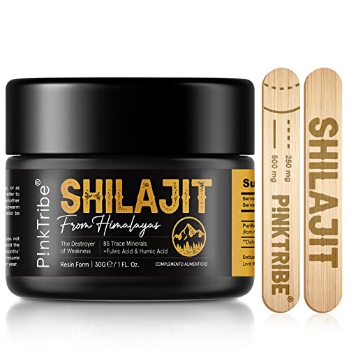 Shilajit Puro - resina Shilajit autêntica do Himalaia, alta em ácido fúvico e 85 oligoelementos, 100% vegan e sem aditivos, 1 embalagem