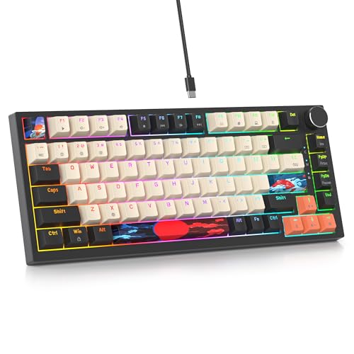 SbocKeeb V400 Teclado mecânico 75% Gasket Mouted, personalizado intercambiável a quente 75% TKL cabo mecânico RGB teclado com almofadas que absorvem o som, americano QWERTY programável