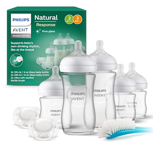 Philips Avent Natural Response: 3 Biberões de 120 ml e 2 de 240 ml, 2 chupetas ultra macias 0-6 meses, escova, sem BPA (SCD879/11)