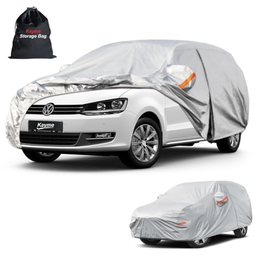 Kayme Capa de carro exterior, compatível com Volkswagen Sharan (1995-2025), capa para carro impermeável, respirável, anti-UV, anti-pó, de 6 camadas, cobertura de carro com fecho de correr e forro de