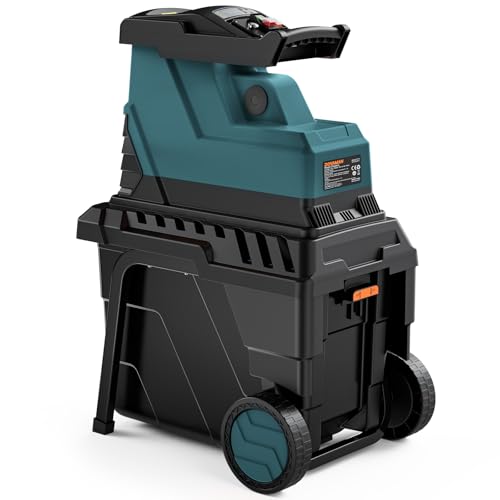 DOVAMAN GT10 Trituradora de ramos, motor de 2800 W sem escovas, rolo de 8 dentes, até 45 mm, caixa de 55 l, silenciosa, ideal para jardins - com proteção contra sobrecarga