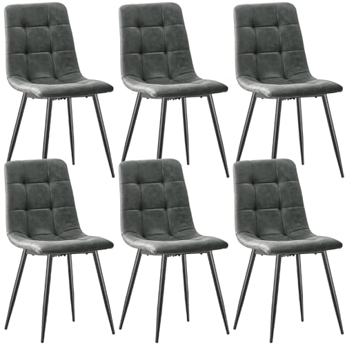 JIJIAN Pack de 6 cadeiras de sala de jantar, cadeiras de cozinha em tecido tecnológico, cadeiras estofada para sala de estar com pernas de metal preto, adequadas para sala de jantar, sala de espera,