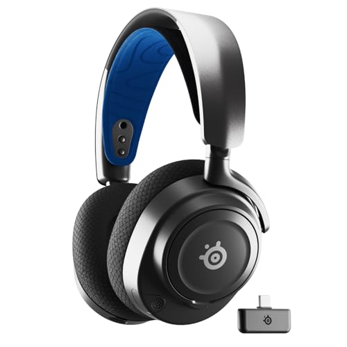 SteelSeries Arctis Nova 7P Wireless Capacetes PS5 sem fios, controladores magnéticos de neodímio, 2,4 GHz + Bluetooth, 38 h de bateria- Micro ClearCast Gen2 IA - PS5, PC, Switch 2, VR, telemóvel