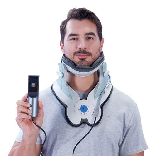 ALLILUYAA Extensor de pescoço, tração cervical ajustável elétrica, com 3 tipos de tração e 8 airbags integrados, o extensor de pescoço pode aliviar o stress e a fadiga do pescoço