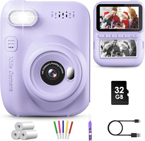 GREENKINDER Câmara infantil instantânea, 3,0 polegadas, 14 MP, cartão de 32 GB, HD 1080P, roxo para meninos e meninas dos 3 aos 12 anos