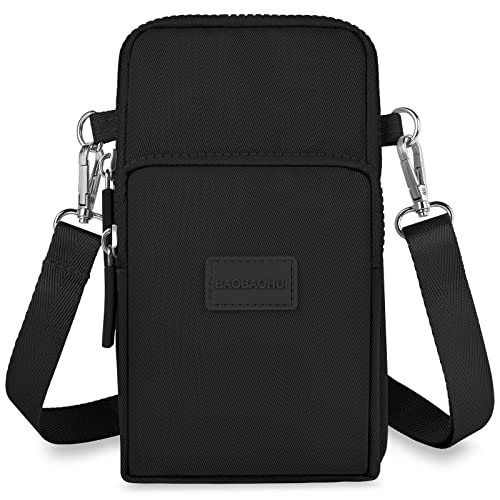 Aucuu - Bolsa de ombro pequena mulher de nylon, bolsa de telemóvel para mulher, com porta para auriculares para telemóveis e alça ajustável, guardar telemóvel de até 7"