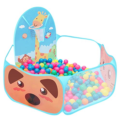 Piscina de bolas bebé tenda de campismo infantil tenda de campismo dobrável com design de desenhos animados para crianças com aro de basquetebol, cor azul bolas parque infantil bebé (não inclui bolas)